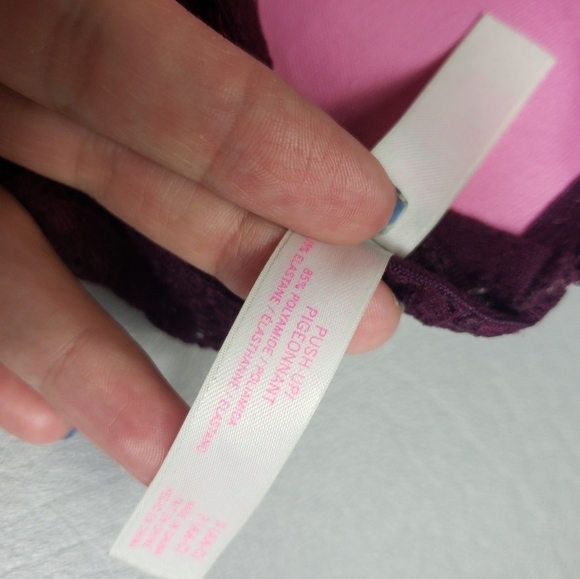 Pink Victoria's secret VS purple lace high neck push up bralette size small - Picture 8 of 9